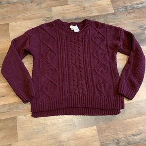 SO burgundy chunky knit sweater